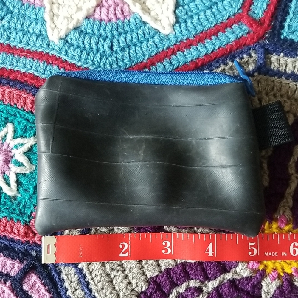 Small Zip Pouch, Upcycled Inner Tube bag